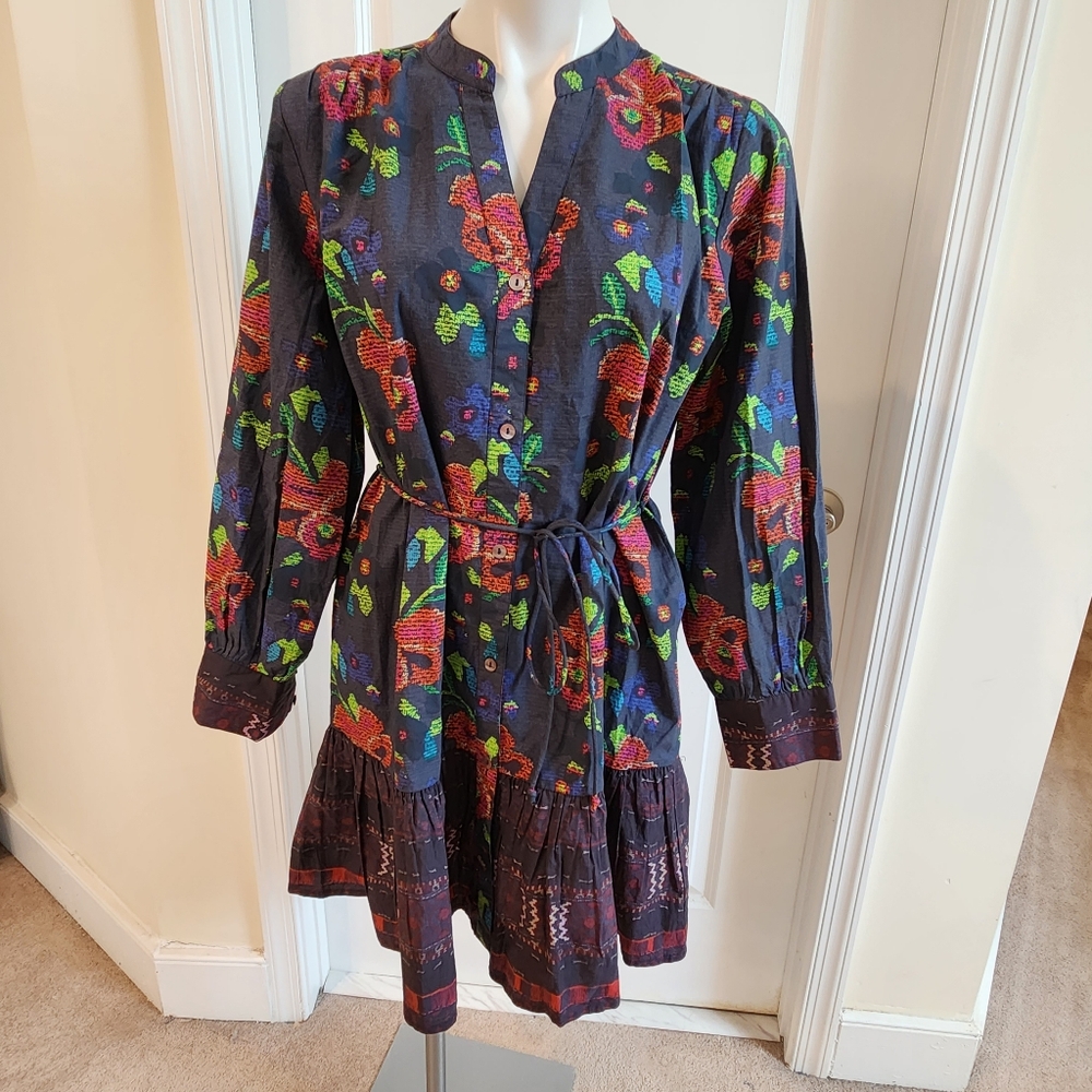 Rosgarden Anthropologie new with tags large dress long sleeves and bottom ruffle